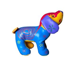 Excite Colorful Psychedelic Leather Feel Plush Dog Figurine Pop Art Decor